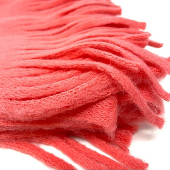 Renee's NYC Women's Soft Knit Rectangle Scarf w/ Fringe in Salmon Pink - Picture 5 of 10